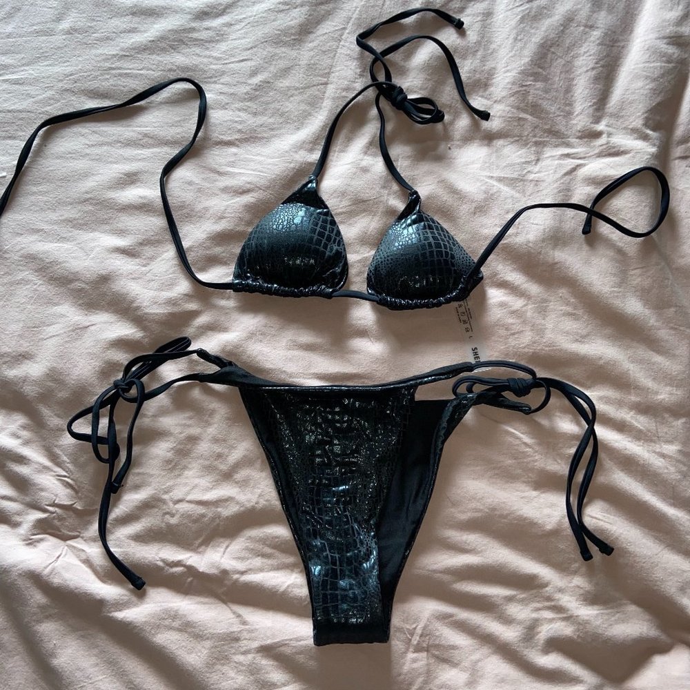 NWOT Shein Black Snakeskin Bikini